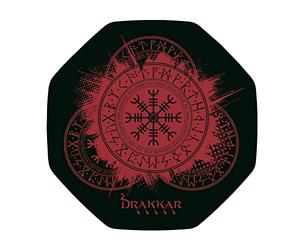 Konix Drakkar Kattegat Alfombrilla de 100 x 100 cm para Silla de Escritorio de Juego - Motivo Vikingo - Negro y Rojo