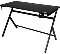Konix Escritorio Gaming Fenris 120 x 60 x 78 cm en Forma de Y - Tablero de Mesa de Madera y Metal - Portavasos - Soporte para Auriculares - Negro