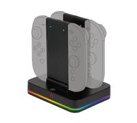 Konix Estación de Carga para 2 Pares de mandos Joy-con Nintendo Switch 2 - Indicador LED de Carga - 10 Modos de iluminación RGB - Negro
