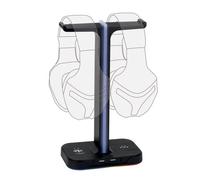Konix FFF Soporte Doble para Auriculares Gaming - Retroiluminación Arco Iris - Negro y Azul