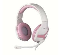 Konix Geek Girl Auriculares Gaming Crystal PS4, PS5, Switch, Xbox One y Series X|S - Micrófono - Cable 1,5 m - Conector Jack de 3,5 mm - Blanco y Rosa