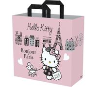 Konix Hello Kitty Bolsa shopper - Tamaño M 40 x 45 x 20 cm - Material reciclado - Diseño Bonjour Paris - Rosa