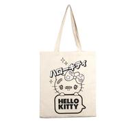 Konix Hello Kitty Bolsa Tote Bag de asas largas - 38 x 42 cm - 100% poliéster - Diseño Star - Blanco