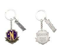 Konix Miércoles Llavero - Metal - Diseño Nevermore Academy - Violeta y amarillo