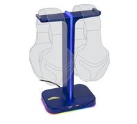 Konix – Soporte doble para auriculares de juego My Hero Academia – Retroiluminación arcoíris – Azul