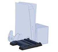 Konix Mythics Cool & Charge Spaceship Base de Carga para Consola, 2 mandos DualSense y hasta 11 Juegos PS5 - Negro