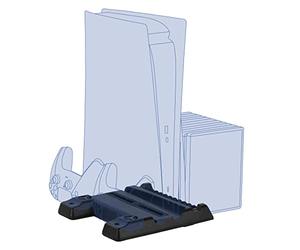 Konix Mythics Cool & Charge Spaceship Base de Carga para Consola, 2 mandos DualSense y hasta 11 Juegos PS5 - Negro