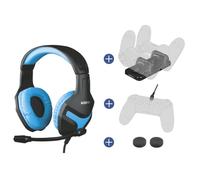 Konix Mythics Pack de Accesorios Gaming PS4 - Auriculares PS-400 - Estación de Carga Doble - Cable de Carga USB de 3 m - Tapas para los Pulgares
