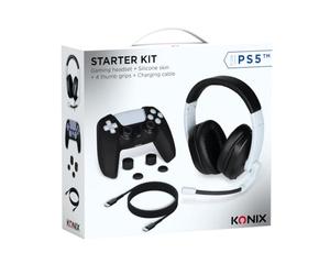Konix Mythics Paquete Inicial de Accesorios Gaming PS5 - Casco con Cable - Funda de protección Mando DualSense - Apoyo Pulgar - Cable de Carga