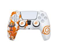 Konix Naruto Shippuden Caracasa Protectora para Mando DualSense de PS5 - Silicona - Apoyos para Pulgares - Motivo Konoha, Naruto - Blanco