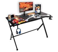 Konix One Piece Bureau Gaming 120 x 60,5 x 18 cm en Forme de Y - Plateau de Table en Bois et métal - Porte-gobelet - Support casque - Motif Luffy