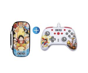 Konix Paquete de accesorios de juego One Piece para Nintendo Switch y Switch OLED, funda protectora, mando con cable