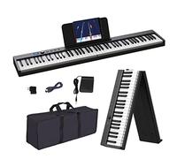 KONIX Teclado de piano plegable de 88 teclas, teclado de piano plegable semipesado, teclado electrónico portátil Bluetooth con soporte para partituras, pedal de sostenimiento y bolsa de piano, color