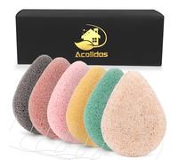 Konjac - Juego de esponjas faciales exfoliantes orgánicas - Carbón de nogal natural Konjac esponja exfoliante corporal cuidado de la piel, eliminación de maquillaje, seguro para pieles sensibles y
