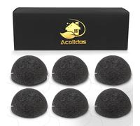 Konjac - Juego de esponjas faciales exfoliantes orgánicas - Esponja facial Konjac de carbón activado natural para exfoliante, cuidado de la piel, removedor de maquillaje, lavado corporal, seguro para