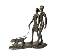 Konjouror Escultura de Hierro Fundido para Parejas y Perros, decoración romántica de Arte de Metal, Estatua de Amor Familiar, Regalos para Amantes de los Perros para Parejas