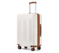 Kono 24 Pulgadas de Maletas de Viaje rígida expandible, ABS + PC, Maletas de Viaje Medianas, TPE Material silencioso 360°Ruedas giratorias Dobles, cerraduras de Aduanas TSA, Crema con Marrón