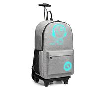 Kono Anime Luminosa Mochila Escolar Equipaje Infantil Mochila Impermeable Funcional para Portátil con Ruedas Giratorias 30L (Gris)