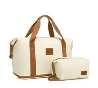 Kono Bolsa de Mano de Cabina Ryanair 40x30x20, Maleta de Viaje Ligera Impermeable y Plegable, Bolsa de Fin de Semana con Compartimento para Zapatos, Deporte, Gimnasio, Maternidad (Marrón Beige)