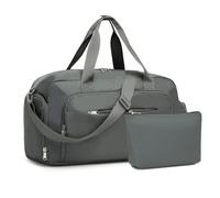 Kono Bolsa de Viaje, Versátil Bolsa de Fin de Semana Conjunto de Dos Piezas, con Compartimento para Zapatos y Neceser (Gris)
