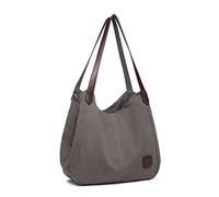 Kono Bolso de Hombro de Lona para Mujer, Tote Casual Shopper de Gran Capacidad y Ligero con Compartimento Principal con Cremallera y Bolsillos, Ideal para Diario, Trabajo, Viajes y Compras (Gris)