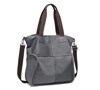 Bolso Bandolera Mujer Grande Bolso de Hombro para mujer Lona Crossbody Bolso Bolsa de Asas Bolsos Bandolera Hobo Casuales Bolso Mensajero Crossbody Oversize Bolsa para Escuela Viaje Trabaja (Gris)