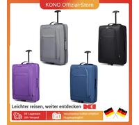 Kono Doble Rueda Cabina Aprobada Trolley Bolsa Ligero Soft Shell Equipaje de Mano (Negro)