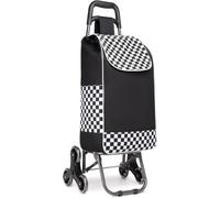 Kono Carro de la Compra 6 Ruedas Plegablede Carrito Compra de Aluminio con Bolsa Impermeable Desmontable, 30L, Negro