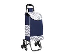 Kono Carro de la Compra Plegable con 6 Ruedas, Carrito de Compras para Subir Escaleras Resistente, Bolsa Impermeable de Poliéster, Capacidad de 31 litros (Azul Marino)