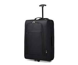 Kono Doble Rueda Cabina Aprobada Trolley Bolsa Ligero Soft Shell Equipaje de Mano (Negro)