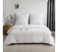 Kono Funda de edredón de Microfibra cepillada con Cremallera, alzapaños + Fundas de Almohada de 80 x 80 cm con Cierre de Solapa (Blanco, 240 x 220 cm + 80 x 80 cm x 2 Unidades)