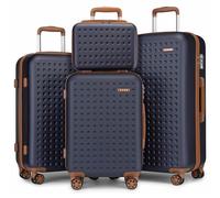 Kono Juego de 4 Maletas 31/55/65/75cm Maleta de Cabina Maletas de Viaje Cabina Ligera Portátil con Cerradura TSA y 4 Ruedas, Azul