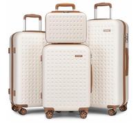 Kono Juego de 4 Maletas 31/55/65/75cm Maleta de Cabina Maletas de Viaje Cabina Ligera Portátil con Cerradura TSA y 4 Ruedas, Blanco