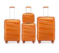 Kono Juego de 4 Maletas, Maletas de Viaje Cabina, Maletas de Mano con Cerradura TSA, Equipaje de Viaje Ligeras, Resistentes(Naranja)