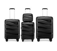 Kono Juego de 4 Maletas, Maletas de Viaje Cabina, Maletas de Mano con Cerradura TSA, Equipaje de Viaje Ligeras, Resistentes(Negro)