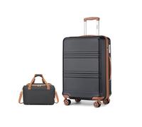 Kono Juego de Maletas 2 Piezas Ligeras ABS Cáscara Dura Grande 28" Equipaje Facturado con Cerradura TSA + Bolsa de Viaje Ryanair 40x20x25 cm (Negro/Marrón)