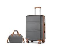 Kono Juego de Maletas 2 Piezas Ligeras ABS Cáscara Dura Grande 28" Equipaje Facturado con Cerradura TSA + Bolsa de Viaje Ryanair 40x20x25 cm (Gris/Marrón)