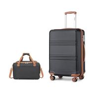 Kono Juego de Maletas 2 Piezas Ligeras ABS Rígidas Medianas 24" Equipaje facturado con Cerradura TSA + Bolsa de Viaje Ryanair 40x20x25 cm (Negro/Marrón)
