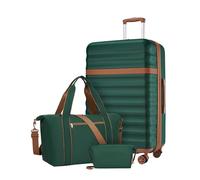 Kono Juego de Maletas con Maleta Grande 75cm Rígida con Expansión, Que Cuenta con Ruedas TPE y Cerradura TSA, más Bolsa de Viaje con Correa Ajustable y Hebilla para Carro, y Neceser (Verde)