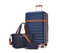 Kono Juego de Maletas con Maleta Grande 75cm Rígida con Expansión, Que Cuenta con Ruedas TPE y Cerradura TSA, más Bolsa de Viaje con Correa Ajustable y Hebilla para Carro, y Neceser (Azul)