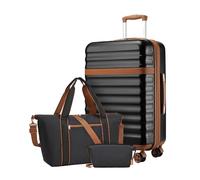 Kono Juego de Maletas con Maleta Grande 75cm Rígida con Expansión, Que Cuenta con Ruedas TPE y Cerradura TSA, más Bolsa de Viaje con Correa Ajustable y Hebilla para Carro, y Neceser (Negro)