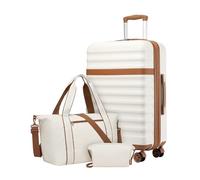 Kono Juego de Maletas con Maleta Grande 75cm Rígida con Expansión, Que Cuenta con Ruedas TPE y Cerradura TSA, más Bolsa de Viaje con Correa Ajustable y Hebilla para Carro, y Neceser (Crema)