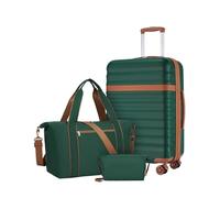 Kono Juego de Maletas con Maleta Mediana Rígida 65cm con Expansión, Que Cuenta con Ruedas TPE y Cerradura TSA, más Bolsa de Viaje con Correa Ajustable y Hebilla para Carro, y Neceser (Verde)