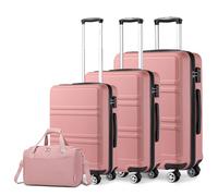 Kono Juego de Maletas de 4 Piezas de Carcasa Dura ABS Ligeras de Cabina/Media/Grande con Cerradura TSA + Maleta de Cabina Ryanair 40x20x25cm (Rosado)