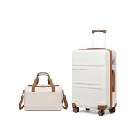 Kono Juego de Maletas de Viaje de 2 Piezas Ligeras 52x38x21cm ABS Carcasa Dura Equipaje de Mano con Cerradura TSA + Maleta de Cabina Ryanair 40x20x25cm (Blanco Crema)