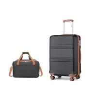 Kono Juego de Maletas de Viaje de 2 Piezas Ligeras 52x38x21cm ABS Carcasa Dura Equipaje de Mano con Cerradura TSA + Maleta de Cabina Ryanair 40x20x25cm (Negro/Marrón)