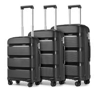 Kono Juego de Maletas Rígida 3 Piezas Maletas de Viaje con Cerradura TSA, Ligera Equipaje de Mano con 4 Ruedas y Cremallera YKK, Durable Polipropileno (Cabina+Mediana+Grande, Negro)