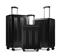 Kono Juego de Maletas, Set de 3 Piezas Rígidas de ABS+PC con Diseño de Degradado, 4 Ruedas Giratorias 360° Silenciosas y Candado TSA, Equipaje Facturado y de Mano para Viajes (Negro)