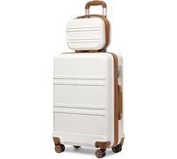 Kono Juegos de Equipaje de 2 Piezas Rigidas 55 cm Maleta de Cabina con Neceser Trolley de Viaje Equipaje de Mano con 4 Ruedas giratorias y Cerradura TSA (Crema Claro)