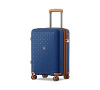 Kono Maleta Cabina 20 Pulgadas PP con Extensión, Portavasos y Gancho - Cerradura TSA, Cremallera Antirreventón, Ruedas Silenciosas (Azul/Marrón)